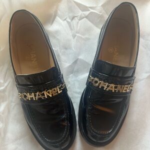 Chanel Black Patent Leather Loafers for Women
